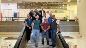A photo of the MedTrails members inside a building